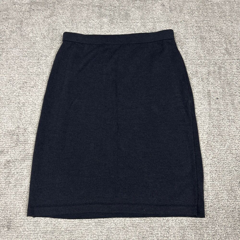 St John Collection Skirt Womens 10 Black Santana Knit Wool Career Knee Length